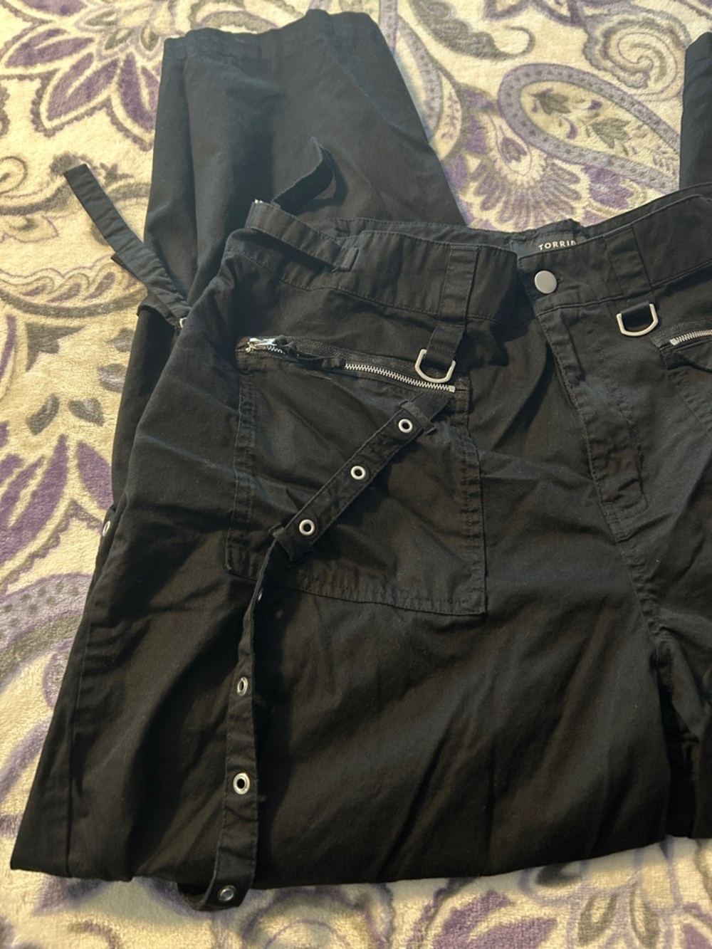 Torrid Nightfall strappy y2k baggy hardware pants goth emo 14 black - Picture 7 of 9